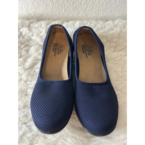 LifeStride Indy Slip-on Wedge Heels Navy Blue Women Size 10M